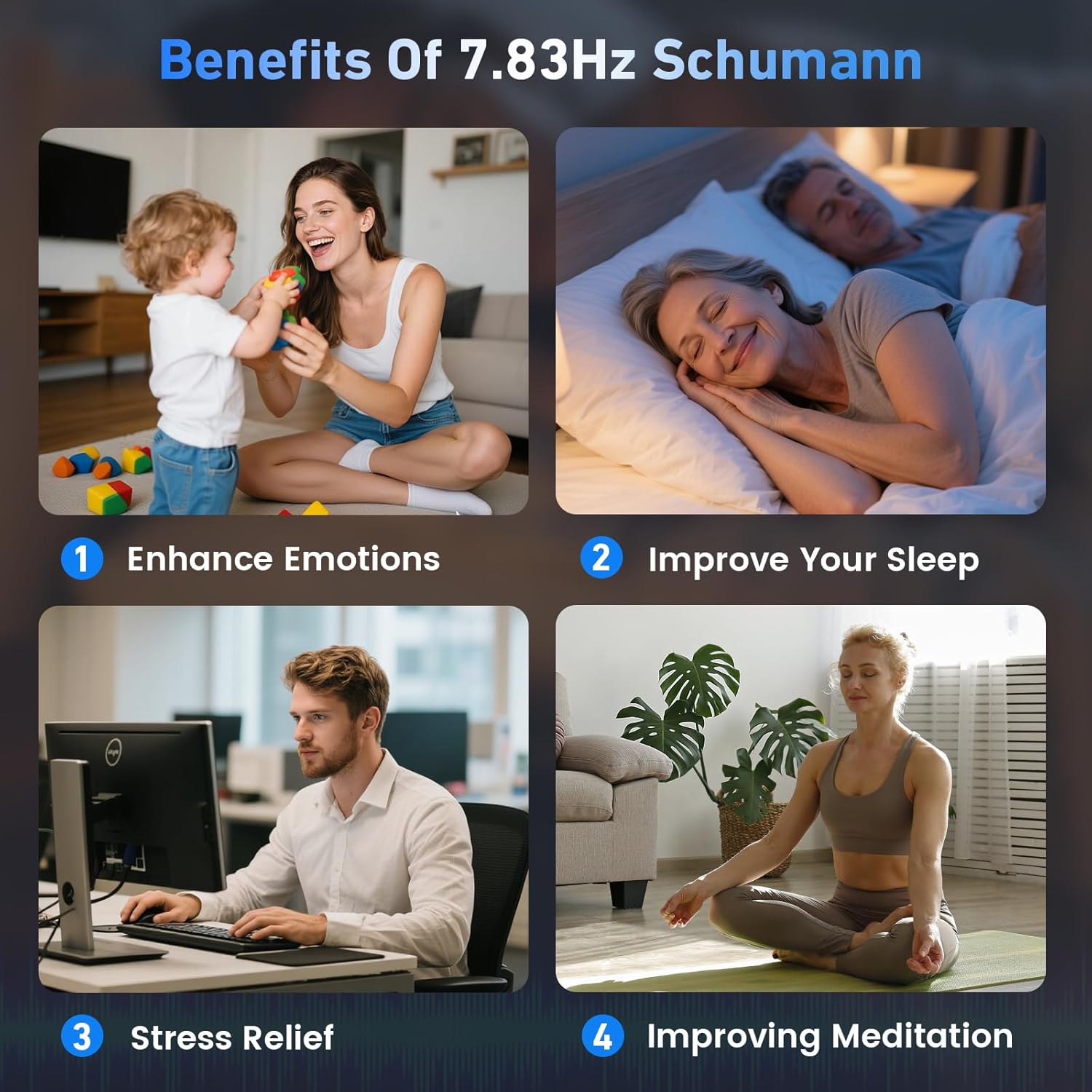 Unlock Deep Healing with the 7.83Hz Schumann Resonance Generator | Adjustable Frequency Device for Sleep, Meditation, Yoga & Stress Relief | Portable USB-C Powered with LCD Display